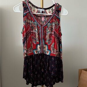 Colorful Paisley Sleeveless Top